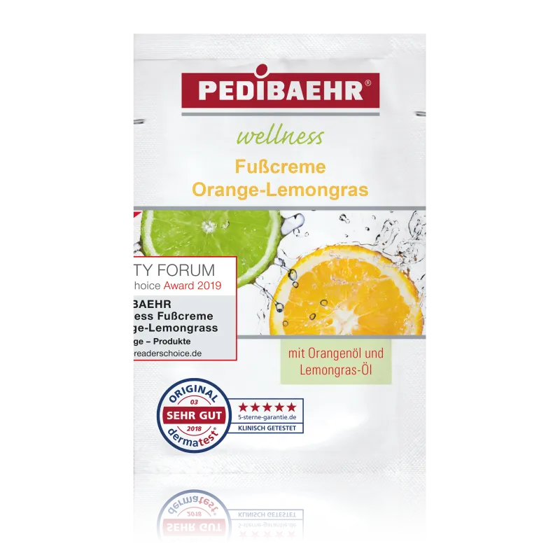 PEDIBAEHR Krema za stopala s mirisom naranče i limunske trave 2 ml