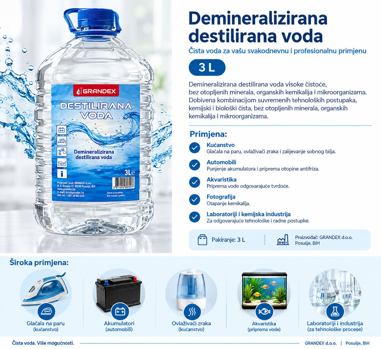 Destilirana- demineralizirana voda 3L
