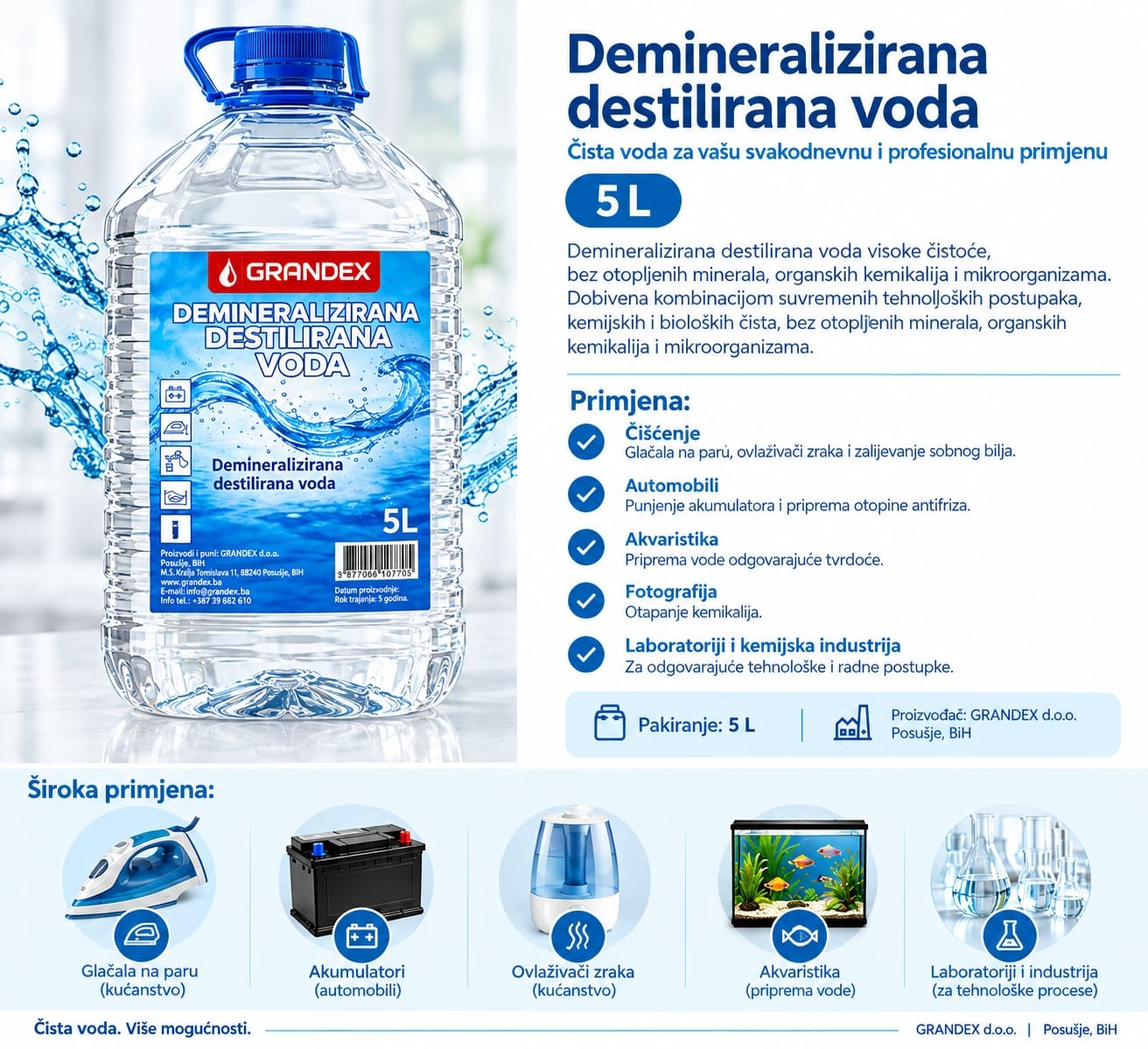 Destilirana- demineralizirana voda 5L